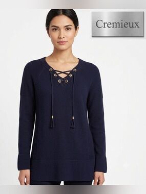 Cremieux Grommet Tie Slit Cuffs Sweater Small